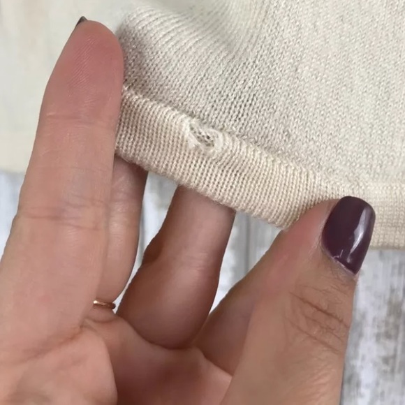 Alex Gaines 3/4 Sleeve Sweater Top SZ S Bow Beige - Picture 3 of 7